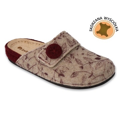 Inblu women's slippers with leather insert 155D142 beige
