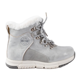 Gray warm children's shoes Big Star KK374178 silver