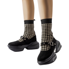 Inna Ivana black houndstooth ankle boots
