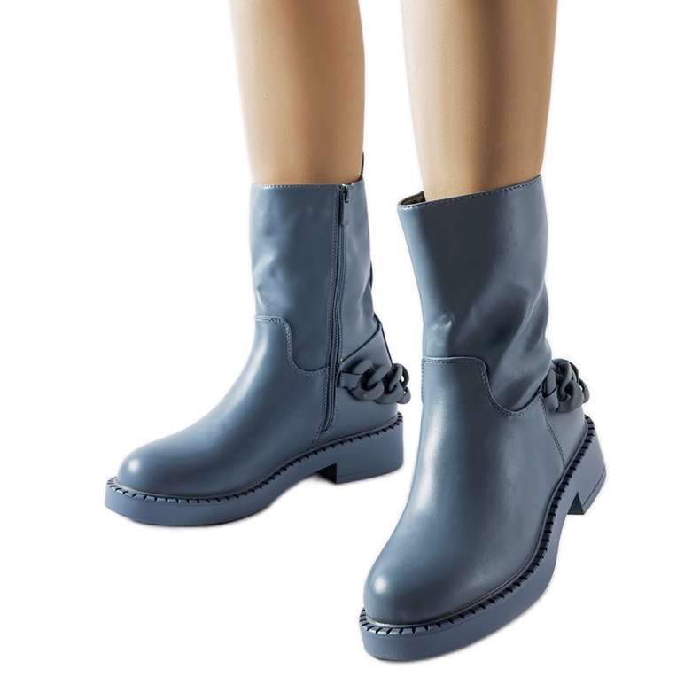 Inna Blue insulated ankle boots with a chain Linera