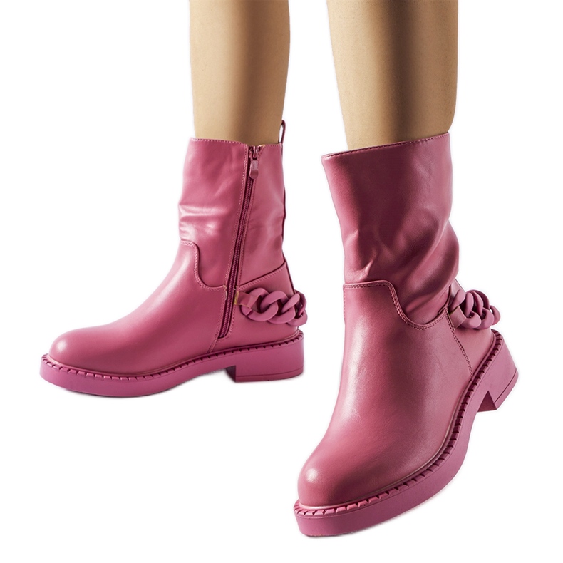 Inna Pink insulated ankle boots with a chain Linera