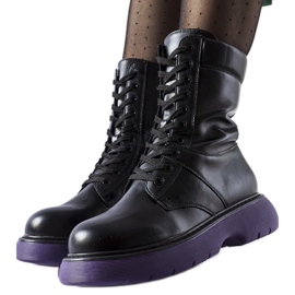 Black insulated shoes with purple sole Beata