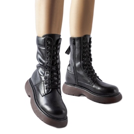 Black insulated boots with a brown sole Beata Black insulated boots with a brown sole Beata