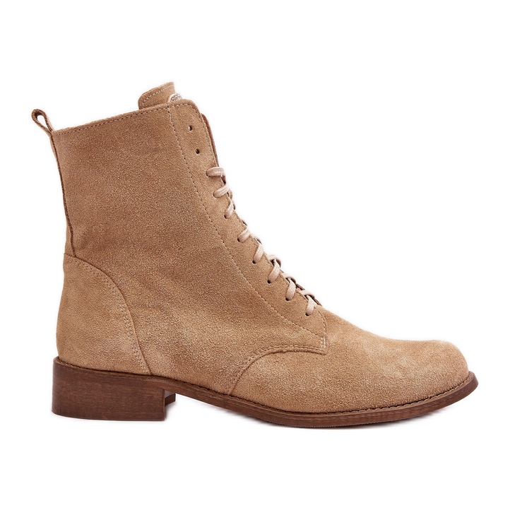 Suede women's lace-up ankle boots Nicole 2848 Beige Suede women's lace-up ankle boots Nicole 2848 Beige