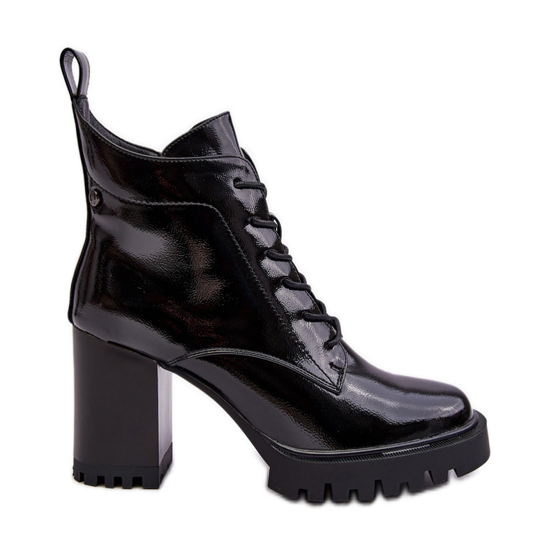 S.Barski Patent High Heel Insulated Boots Black D&amp;A MR870-54