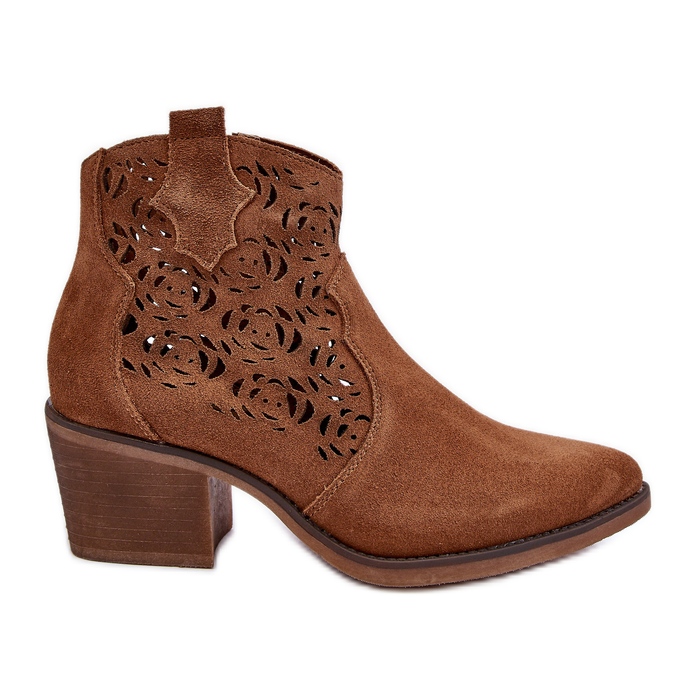 S.Barski Suede Openwork Cowboy Boots D&amp;A SN622-21 Camel brown