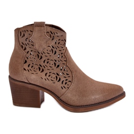 S.Barski Suede Openwork Cowboy Boots D&A SN622-21 Dark Beige S.Barski Suede Openwork Cowboy Boots D&A SN622-21 Dark Beige