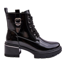 S.Barski Women's Patent Leather Boots D&amp;A MR870-97 Black