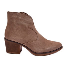 S.Barski Suede Cowboy Boots With Zipper D&amp;A SN622-29 Dark Beige