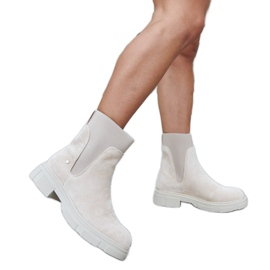 Inna Beige slip-on ankle boots by Adalrico