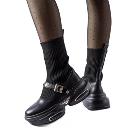 Black ankle boots with a sock upper by Ivana