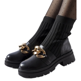 Black sock ankle boots with Giussago chain Black sock ankle boots with Giussago chain
