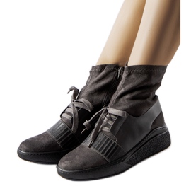 Gray Spoleto sock wedge ankle boots grey Gray Spoleto sock wedge ankle boots grey