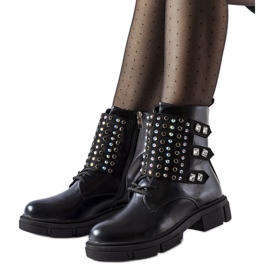 Black ankle boots decorated with Cento zircons Black ankle boots decorated with Cento zircons