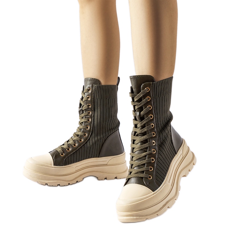 Dark green boots with a light thick sole Vitto