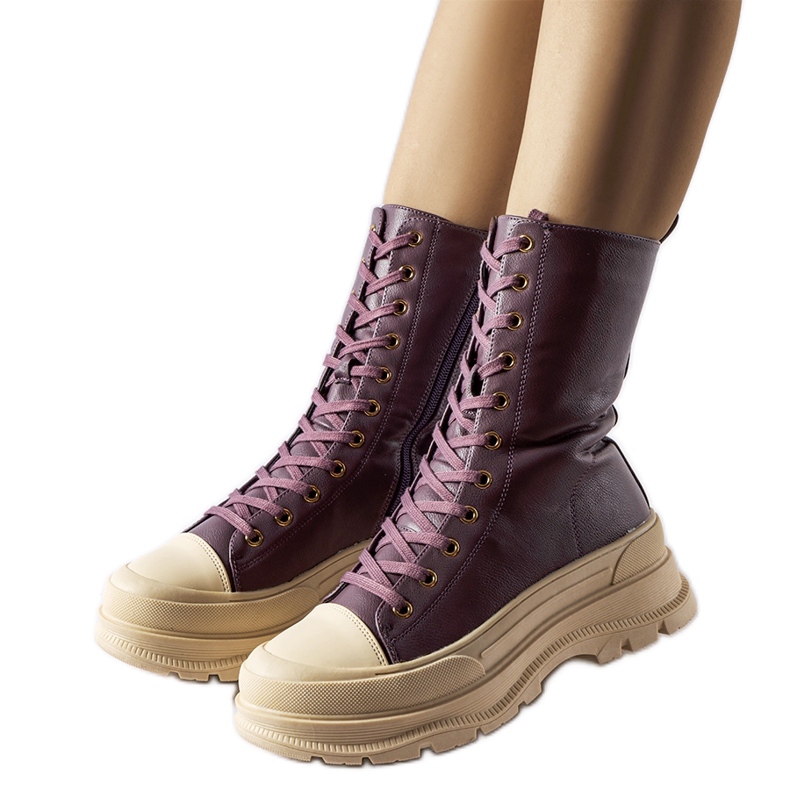 Purple insulated shoes with thick sole Giselda violet