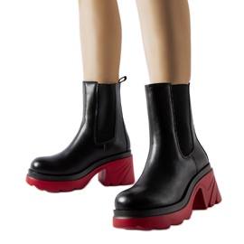 Black insulated ankle boots with red Tirano heel Black insulated ankle boots with red Tirano heel