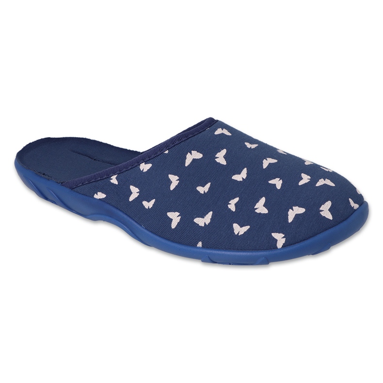 Befado women's slippers 235D192 blue with white butterflies