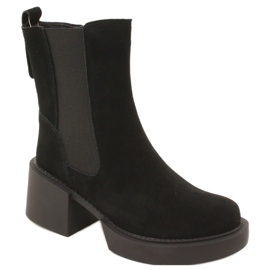 Filippo Leather suede high-heeled ankle boots in black