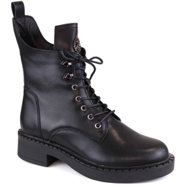 Leather women's lace-up and zipper boots, insulated, black, T.Sokolski 712 Leather women's lace-up and zipper boots, insulated, black, T.Sokolski 712
