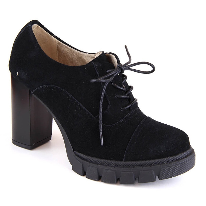 Black suede women's shoes with a high heel and platform, Filippo DP4918