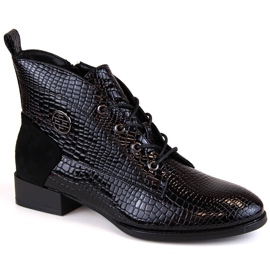 Ladies' patent leather crotch boots, insulated black, Filippo DBT4824