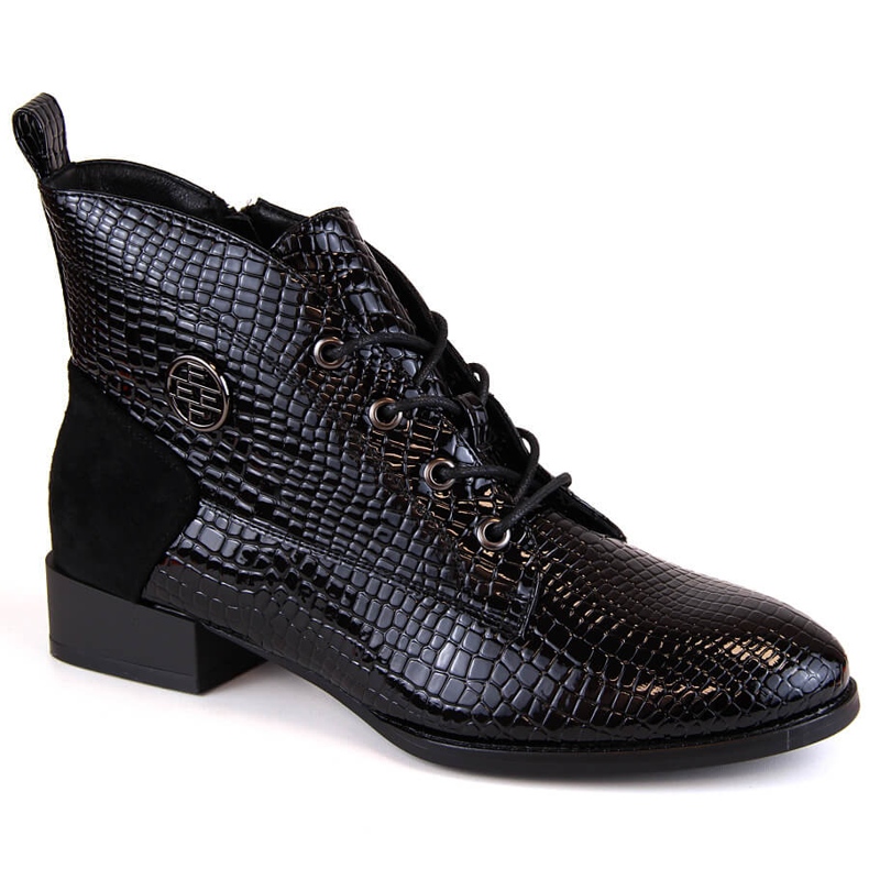 Ladies' patent leather crotch boots, insulated black, Filippo DBT4824