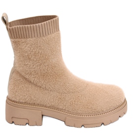 Roanna Khaki sock boots beige