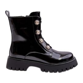 S.Barski Women's Insulated Boots With Decorative Buttons D&amp;A MR870-51 Black
