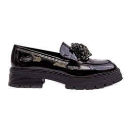 WD1 Women's Patent Leather Shoes Decorated Black Annella