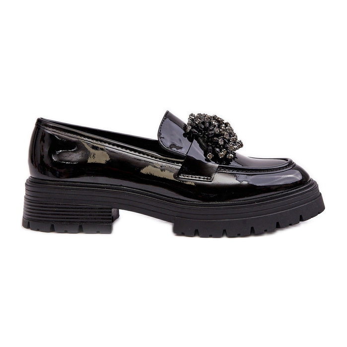 WD1 Women's Patent Leather Shoes Decorated Black Annella WD1 Women's Patent Leather Shoes Decorated Black Annella