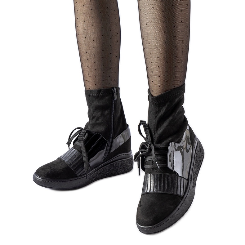 Black Spoleto wedge sock ankle boots