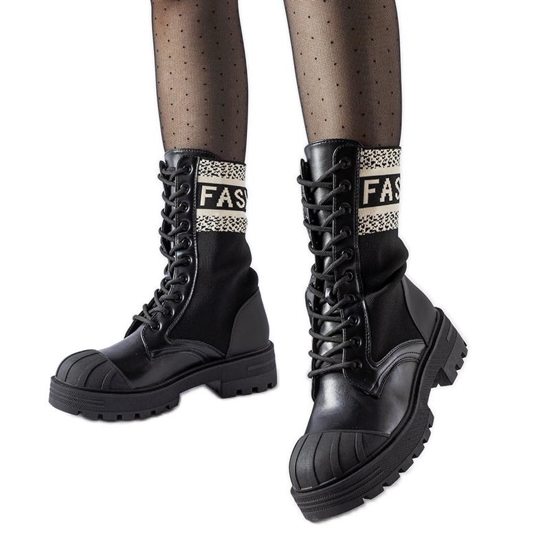 Black sock shoes with white Daria inscription Black sock shoes with white Daria inscription