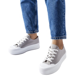 Gray sneakers on a thick Fortunata platform grey