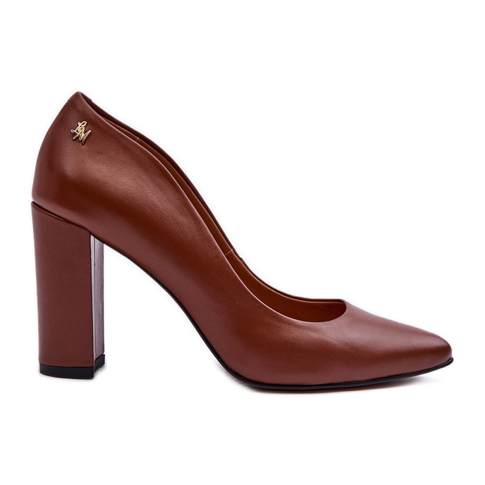 Leather Pumps on a High Heel Laura Messi 2624/237 Brown
