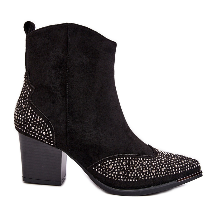 FS1 Women's Decorated Cowboy Boots On High Heel Black Eleduana