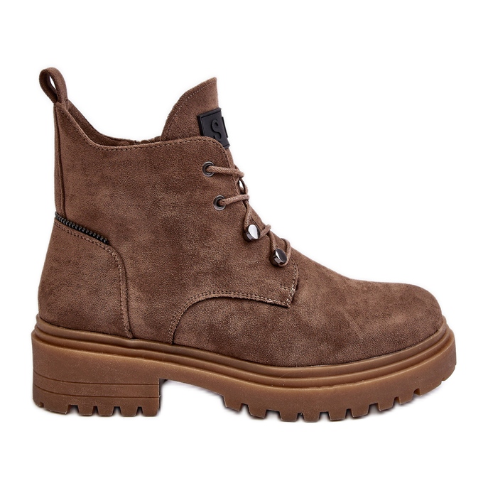 Sergio Leone Women's Low Warm Boots With Zipper, Dark Beige Cameronia