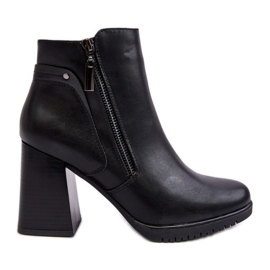 Sergio Leone Women's High Heel Ankle Boots With Zippers Black Ryelle