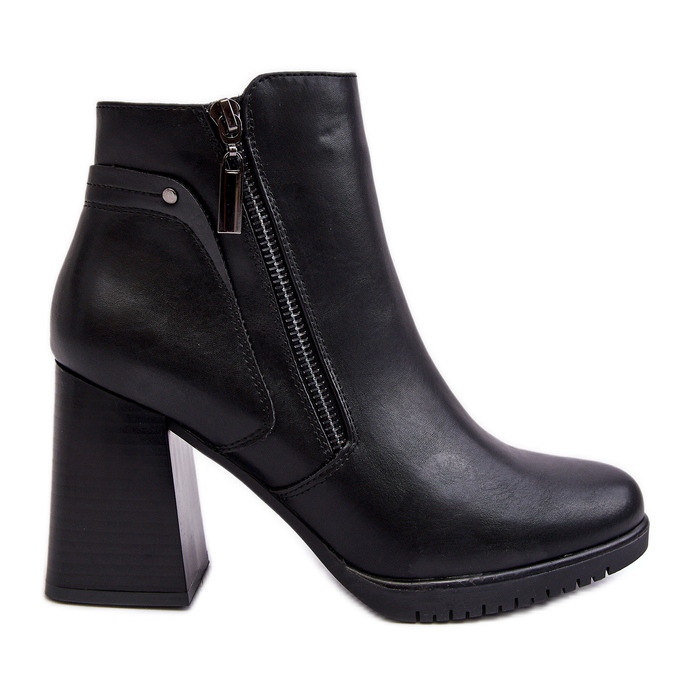 Sergio Leone Women's High Heel Ankle Boots With Zippers Black Ryelle