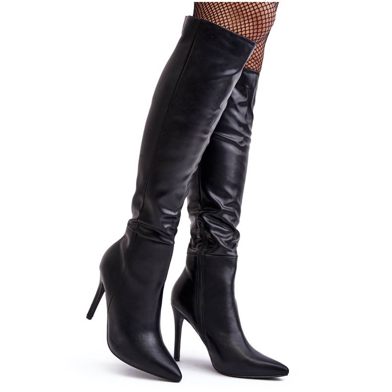 WS1 Women's Over-the-Knee High Heel Boots, Black Sirenpha
