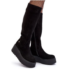 Women's Suede Wedge Boots Maciejka 05767-01 Black
