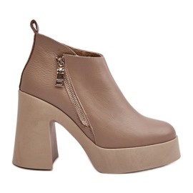 Women's Ankle Boots On A Massive High Heel With A Zipper 1755 Zazoo Beige Women's Ankle Boots On A Massive High Heel With A Zipper 1755 Zazoo Beige