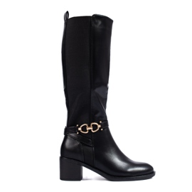 Shelovet black low-heeled boots