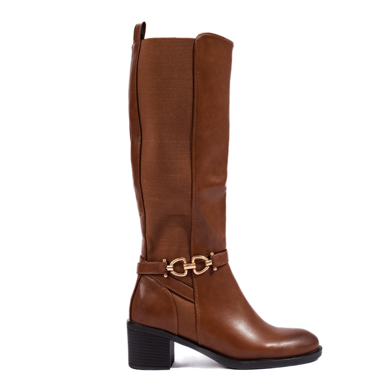 Shelovet brown low-heeled boots