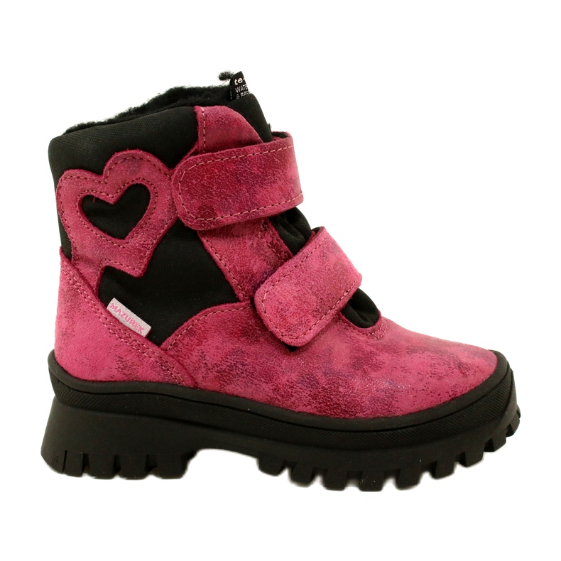 Girls' leather snow boots waterproof boots Te-Por Mazurek 1351 pink