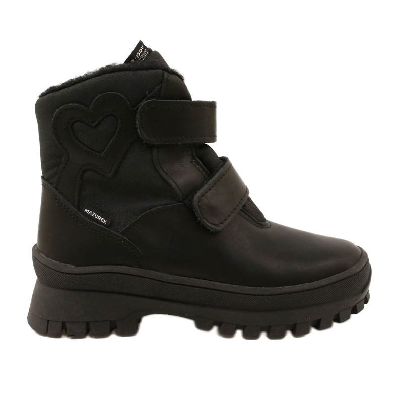 Leather snow boots waterproof boots Te-Por Mazurek 1351-pitted heart black