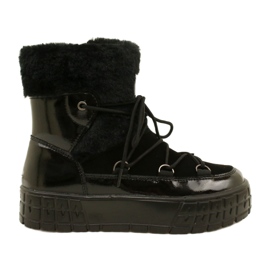 Filippo women's snow boots with fur, black lacquered fur