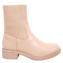 Sendi Nude sock upper ankle boots beige