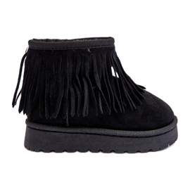 Insulated children's snow boots with decorative fringes, Black Nimia Insulated children's snow boots with decorative fringes, Black Nimia