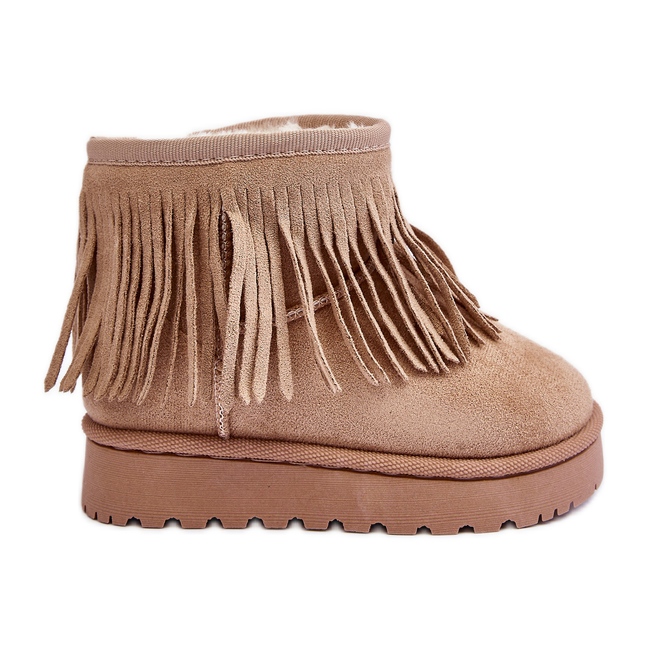 Insulated Children's Snow Boots With Decorative Fringes Beige Nimia Insulated Children's Snow Boots With Decorative Fringes Beige Nimia